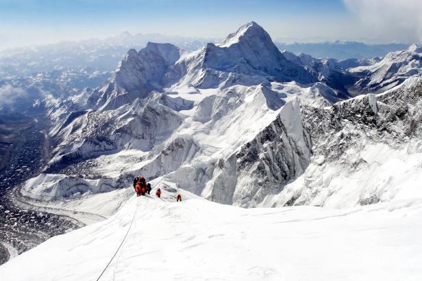 Mountaineers climbing Everest