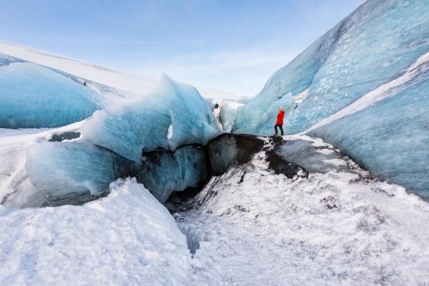 Exploring a Glacier in Iceland
