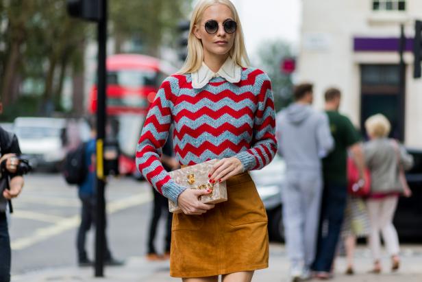LONDON, ENGLAND - SEPTEMBER 19: Poppy Delevingne wearing a jumper and skirt  outside during London Fashion Week Spring/Summer collections 2017 on September 19, 2016 in London, United Kingdom. (Photo by Christian Vierig/Getty Images)