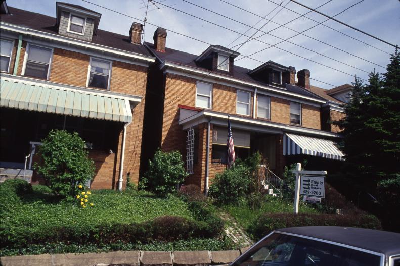 PITTSBURGH - MAY 1994: Opening of the Andy Warhol Museum in May 1994 in Pittsburgh, PA. Pictured:  Andy Warhol's childhood home at 3252 Dawson Street in Pittsburgh, PA.  (Photo by Catherine McGann/Getty Images) 