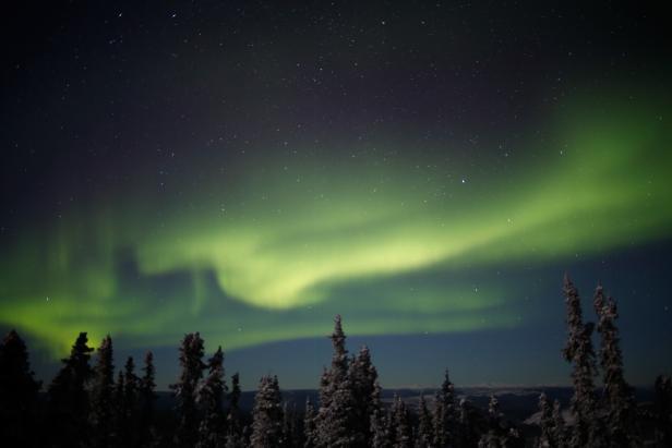 [UNVERIFIED CONTENT] FAIRBANKS, AK - FEBRUARY 19: The green lights of an aurora borealis (the "northern lights") is visible on February 19, 2013 near Cleary Summit just north of Fairbanks, Alaska. The Aurora forecast of the Geophysical Institute of the University of Alaska had classified this night as a 1 on a scale of 0 to 9 ("quiet").