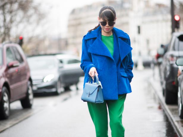 PARIS, FRANCE - MARCH 01:  Leaf Greene seen wearing a blue coat and a iphone case  in the streets of Paris on March 1, 2017 in Paris, France.  (Photo by Timur Emek/Getty Images)