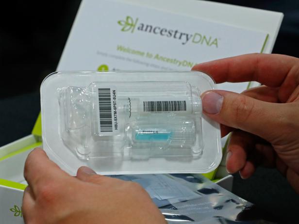 An attendee views an Ancestry.com Inc. DNA kit at the 2017 RootsTech Conference in Salt Lake City, Utah, U.S., on Thursday, Feb. 9, 2017. The four-day conference is a genealogy event focused on discovering and sharing family connections across generations through technology. Photographer: George Frey/Bloomberg via Getty Images