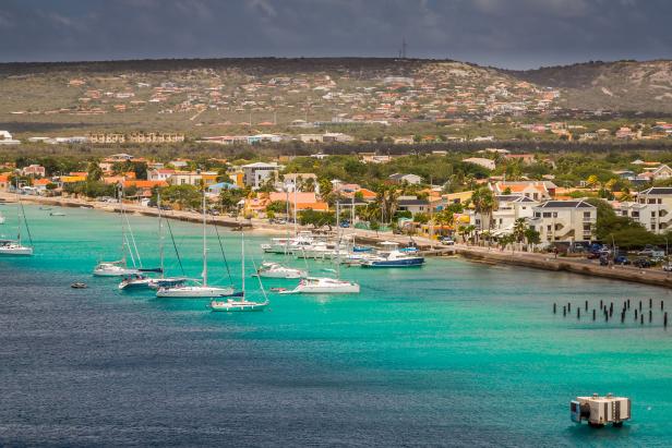 Capture from the Ship at the Capital of Bonaire, Kralendijk in this beautiful island of the Netherlands Caribbean , with its paradisiac beaches and water.