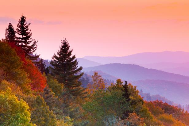 Autumn sunrise in the Great Smoky Mountains.