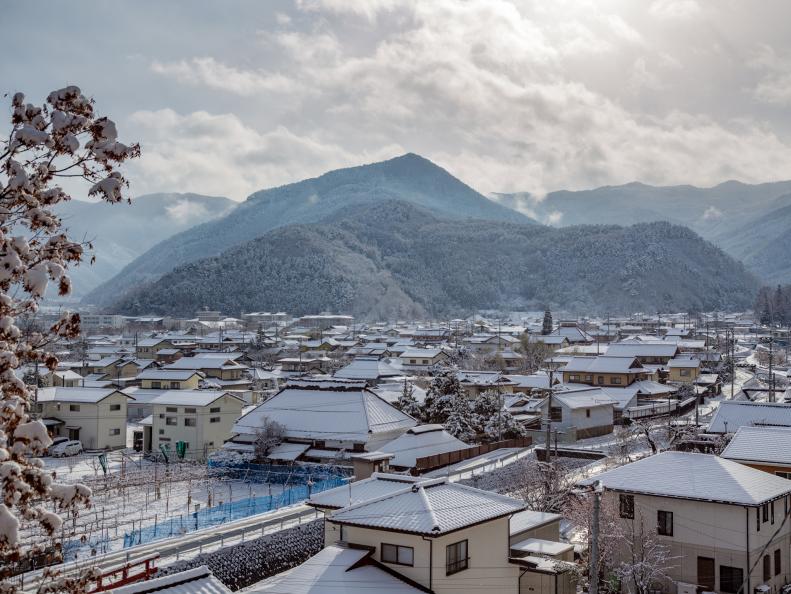 Looking over the Matsushiro ward, Nagano.  Historically, Matsushiro was the seat of the Sanada clan, and many of the old buildings of that time still exist in the town.