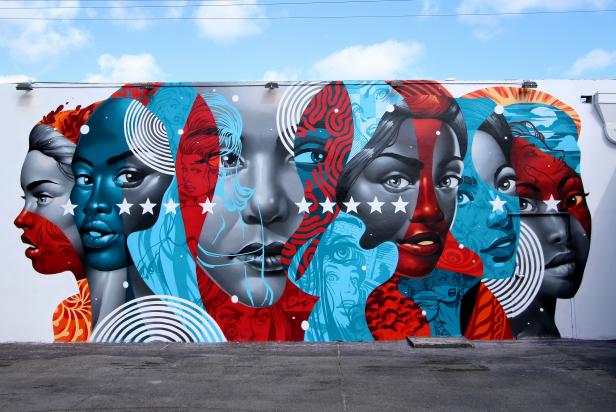 Wynwood Walls Unveils a Mural By ARTIST as part of the 2017 Art Basel Collection at Wynwood Walls on December 6, 2017 in Miami, Florida.