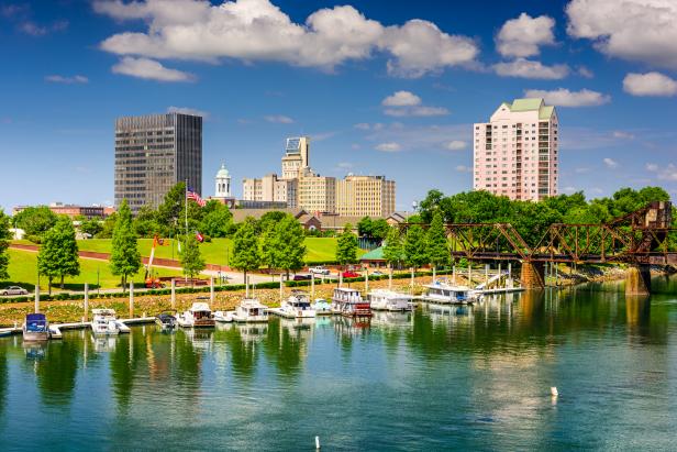 A view of downtown Augusta, Georgia, from the Savannah River.