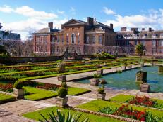 London, United Kingdom - March 31, 2015: Kensington Palace and Gardens. Incidental people in background.
