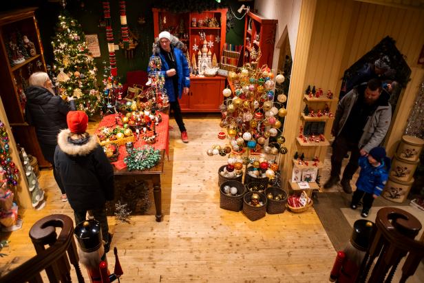 Interior of the shop specializing in Christmas articles Christmas Garden that is located 10 km from the city of Akureyri in the north of Iceland. (Photo by Joaquin Gomez Sastre/NurPhoto via Getty Images)