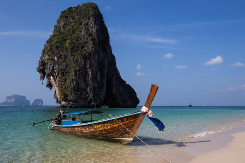 Longtail Boat on Beach in Thailand