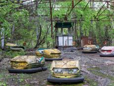 Abandoned Bumper Cars in Pripyat Near Chernobyl