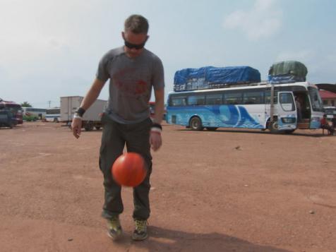 Soccer at Laos Bus Terminal