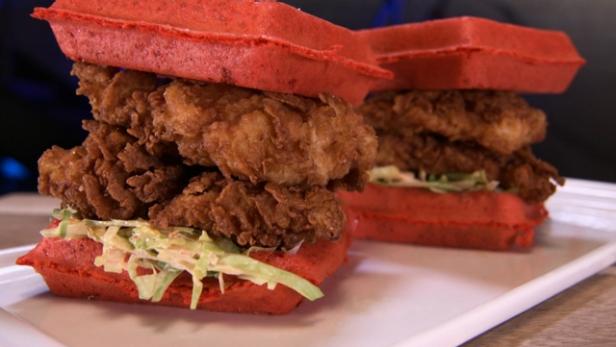 Red Velvet Waffle Chicken Sandwich Las Vegas Travel Channel